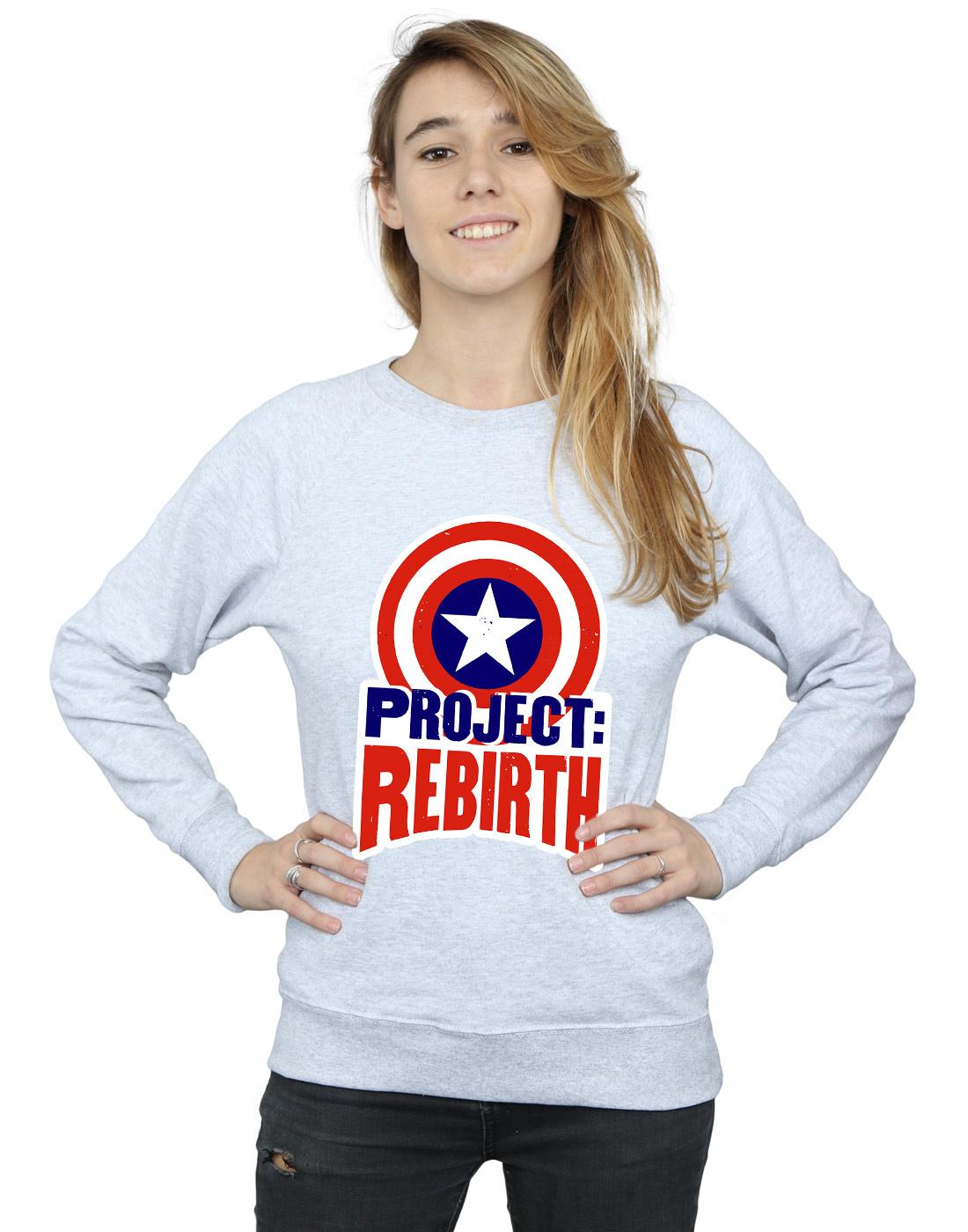 Heather Grey - Back - Marvel Womens-Ladies Captain America Project Rebirth Sweatshirt