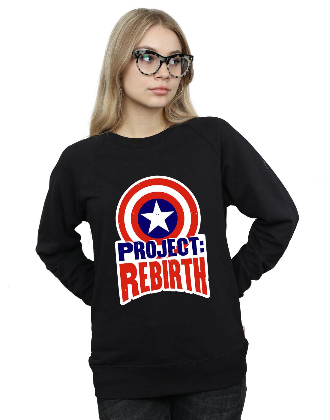 Black - Front - Marvel Womens-Ladies Captain America Project Rebirth Sweatshirt