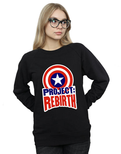 Black - Front - Marvel Womens-Ladies Captain America Project Rebirth Sweatshirt