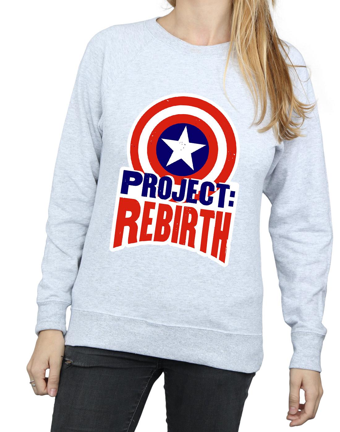 Heather Grey - Side - Marvel Womens-Ladies Captain America Project Rebirth Sweatshirt