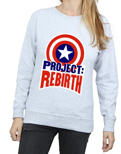 Heather Grey - Side - Marvel Womens-Ladies Captain America Project Rebirth Sweatshirt