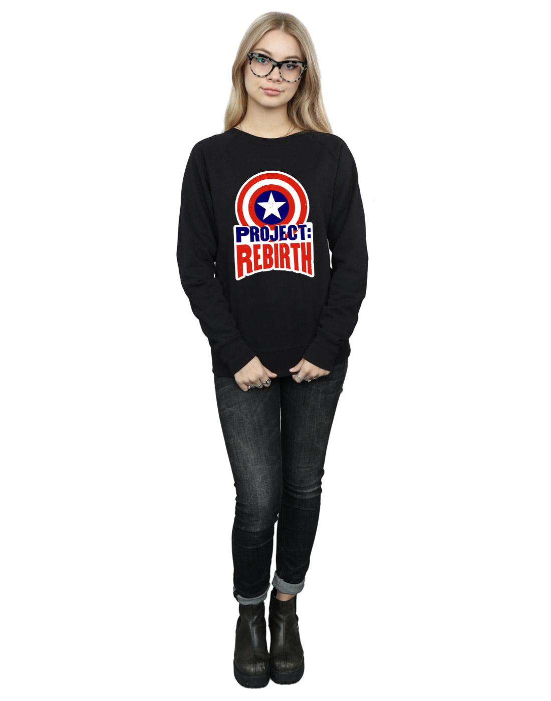 Black - Side - Marvel Womens-Ladies Captain America Project Rebirth Sweatshirt