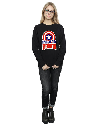 Black - Side - Marvel Womens-Ladies Captain America Project Rebirth Sweatshirt