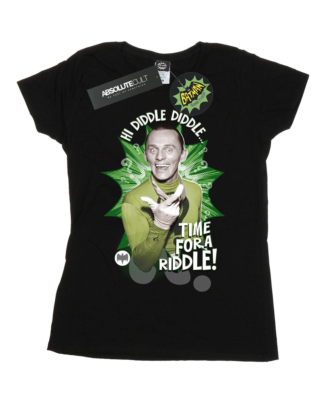 Black - Front - DC Comics Womens-Ladies Batman TV Series The Riddler Time for a Riddle Cotton T-Shirt