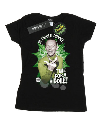 Black - Front - DC Comics Womens-Ladies Batman TV Series The Riddler Time for a Riddle Cotton T-Shirt