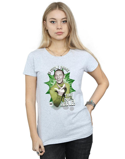Sports Grey - Back - DC Comics Womens-Ladies Batman TV Series The Riddler Time for a Riddle Cotton T-Shirt