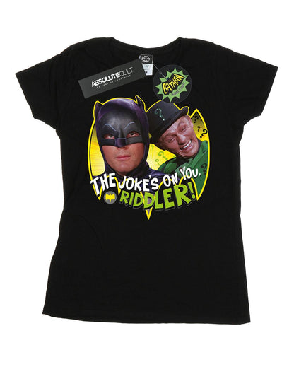 Black - Front - DC Comics Womens-Ladies Batman TV Series The Riddler Joke Cotton T-Shirt