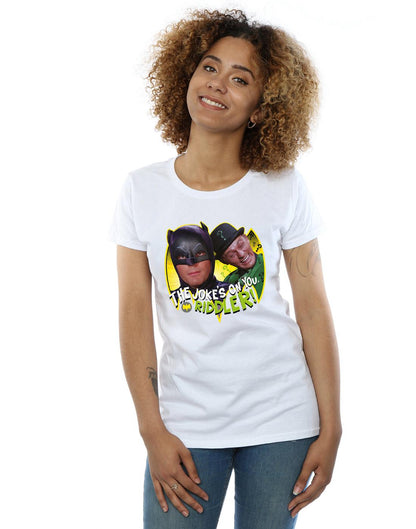 White - Front - DC Comics Womens-Ladies Batman TV Series The Riddler Joke Cotton T-Shirt