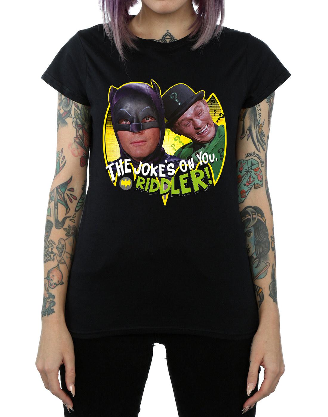 Black - Side - DC Comics Womens-Ladies Batman TV Series The Riddler Joke Cotton T-Shirt