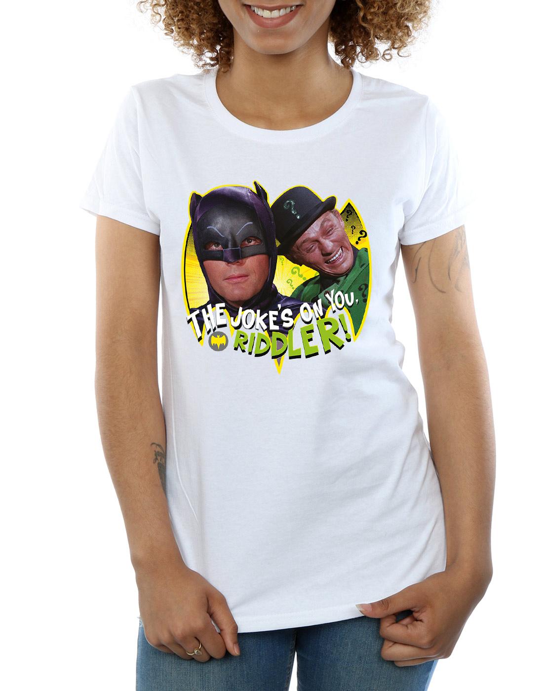 White - Back - DC Comics Womens-Ladies Batman TV Series The Riddler Joke Cotton T-Shirt