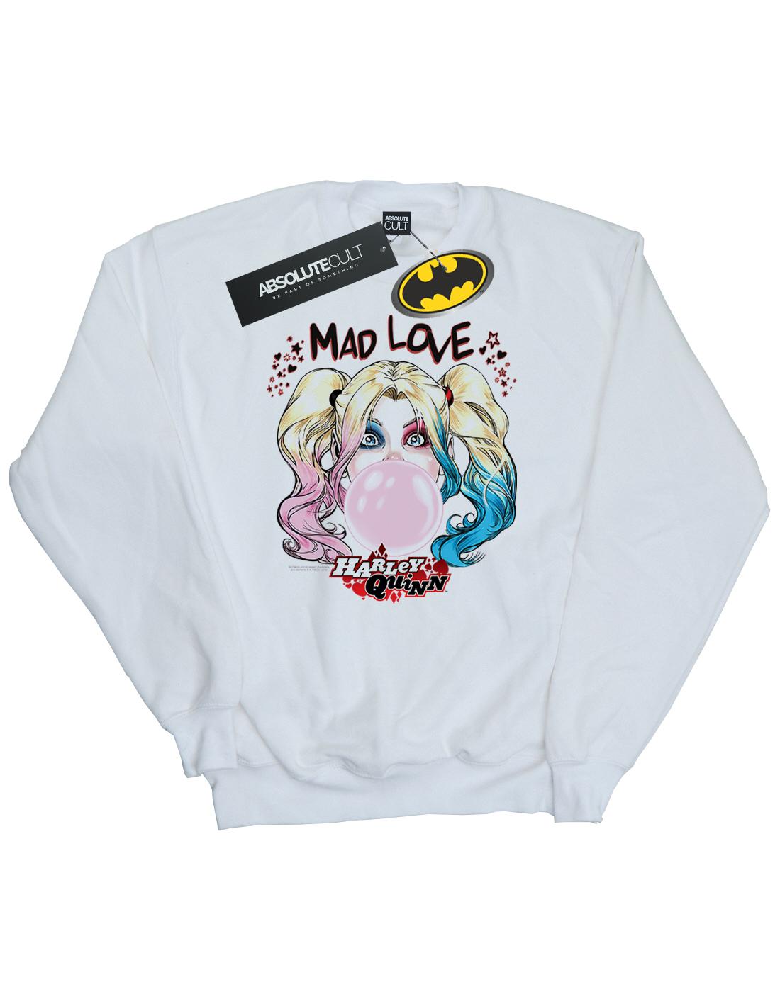 White - Front - DC Comics Mens Harley Quinn Mad Love Cotton Sweatshirt