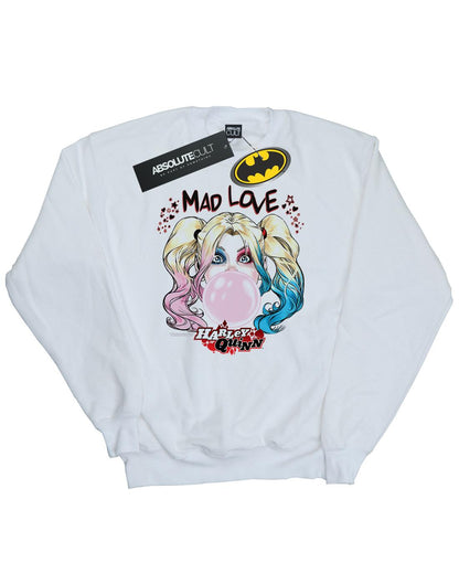 White - Front - DC Comics Mens Harley Quinn Mad Love Cotton Sweatshirt