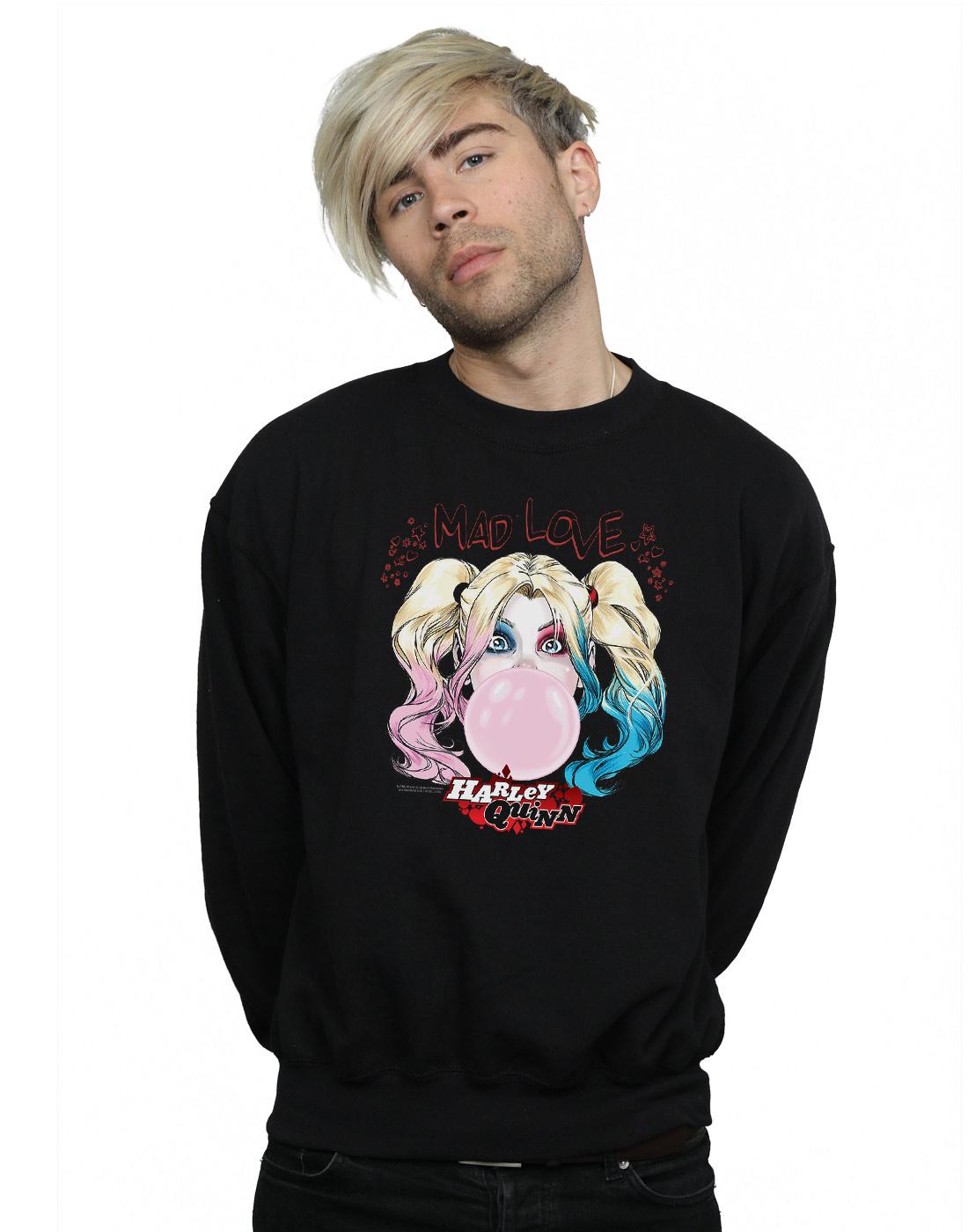 Black - Back - DC Comics Mens Harley Quinn Mad Love Cotton Sweatshirt