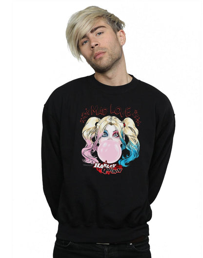 Black - Back - DC Comics Mens Harley Quinn Mad Love Cotton Sweatshirt