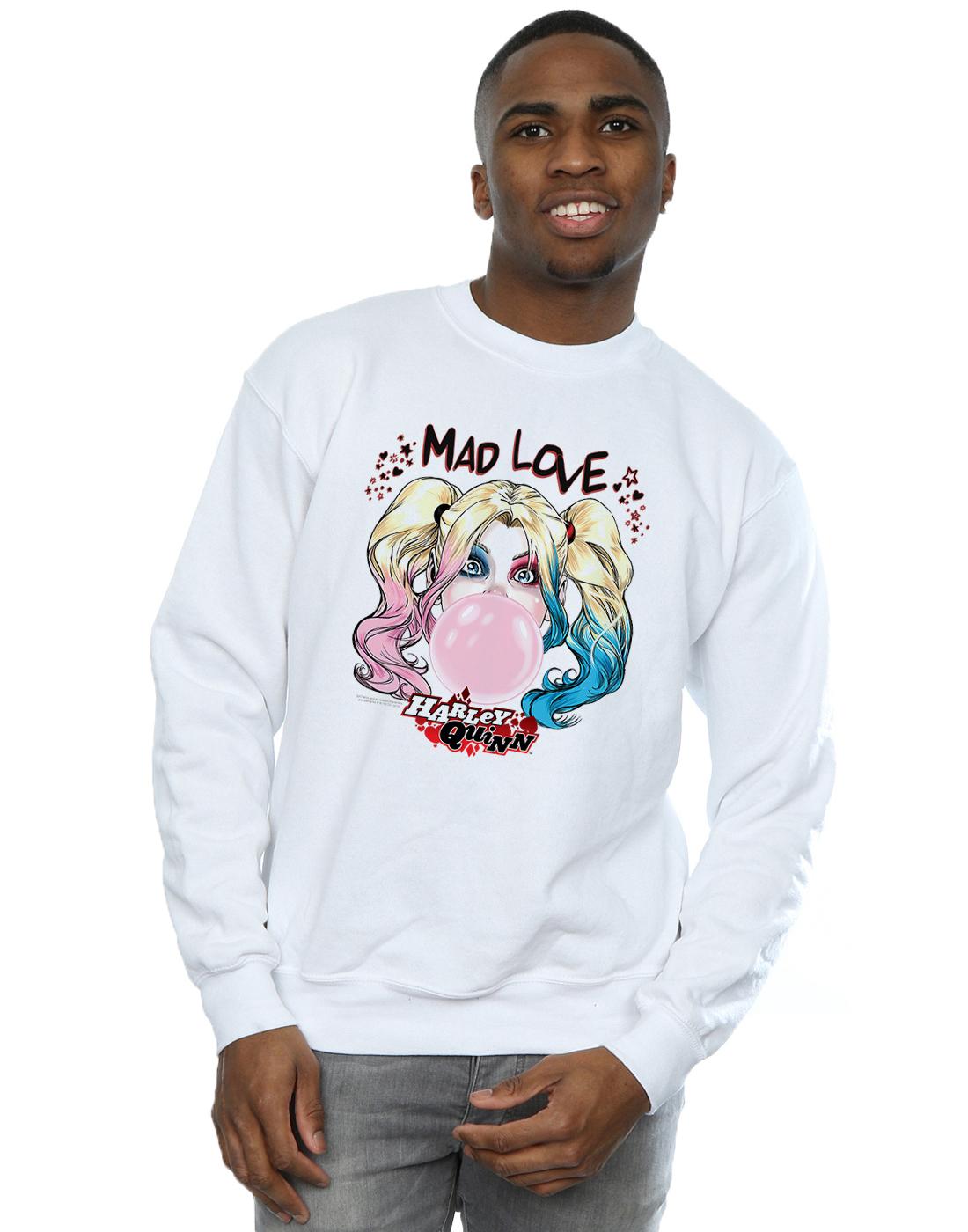 White - Back - DC Comics Mens Harley Quinn Mad Love Cotton Sweatshirt