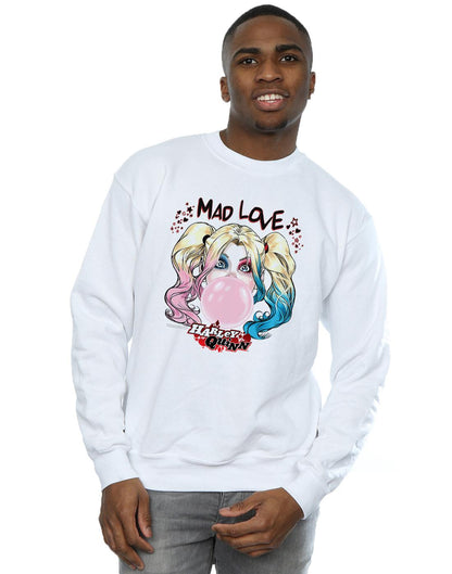 White - Back - DC Comics Mens Harley Quinn Mad Love Cotton Sweatshirt