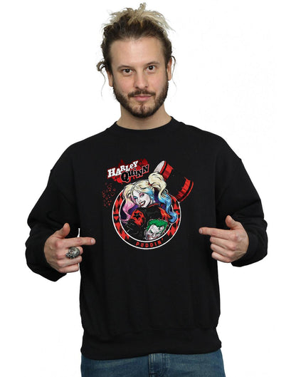 Black - Front - DC Comics Mens Harley Quinn Joker Patch Cotton Sweatshirt