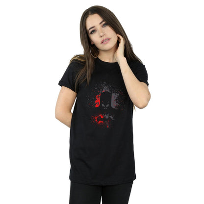 Black - Back - DC Comics Womens-Ladies Batman Splash Cotton Boyfriend T-Shirt