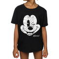 Black - Side - Disney Girls Mickey Mouse Face Cotton T-Shirt