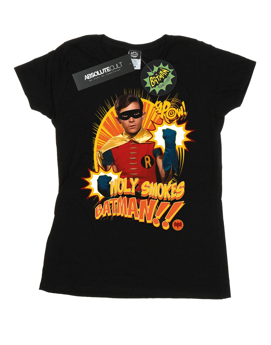 Black - Front - DC Comics Womens-Ladies Batman TV Series Holy Smokes Cotton T-Shirt