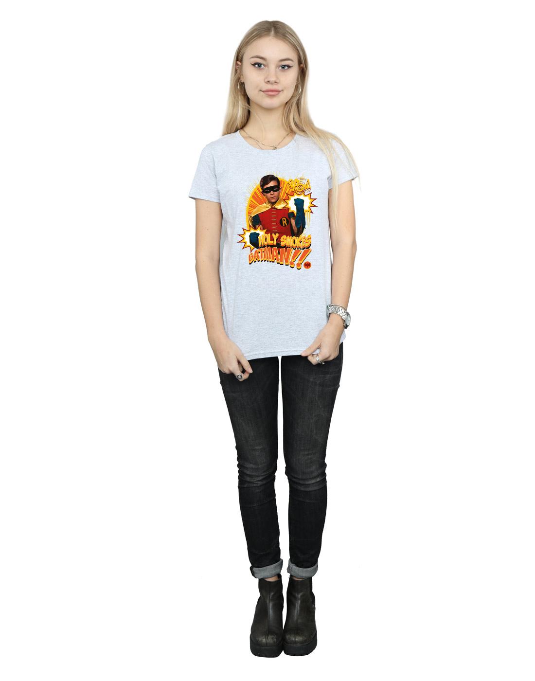 Sports Grey - Lifestyle - DC Comics Womens-Ladies Batman TV Series Holy Smokes Cotton T-Shirt