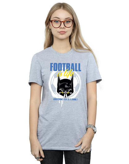 Sports Grey - Back - DC Comics Womens-Ladies Batman Football is Life Cotton Boyfriend T-Shirt