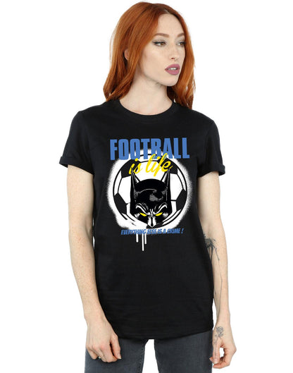 Black - Back - DC Comics Womens-Ladies Batman Football is Life Cotton Boyfriend T-Shirt