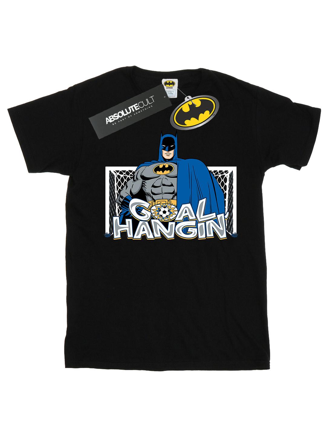 Black - Front - DC Comics Womens-Ladies Batman Football Goal Hangin´ Cotton Boyfriend T-Shirt