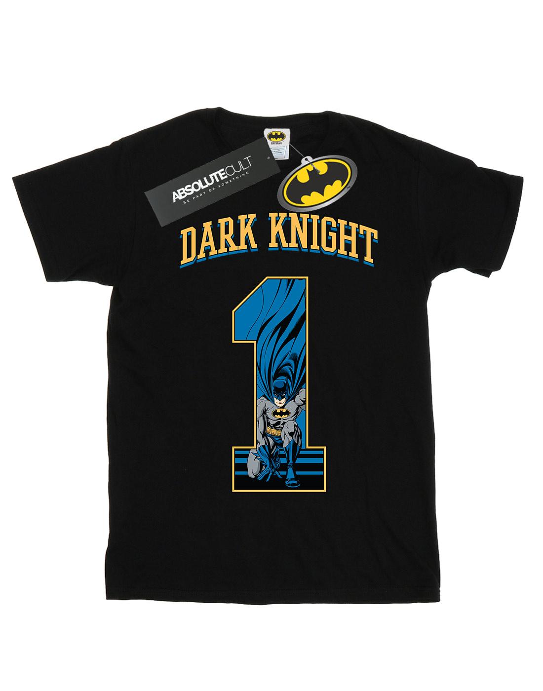 Black - Front - DC Comics Womens-Ladies Batman Football Dark Knight Cotton Boyfriend T-Shirt