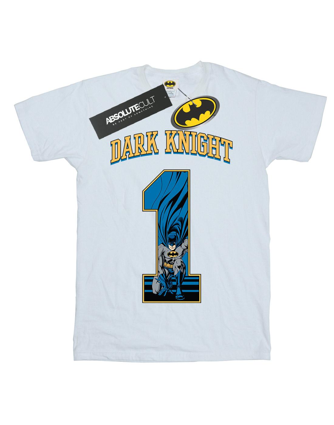 White - Front - DC Comics Womens-Ladies Batman Football Dark Knight Cotton Boyfriend T-Shirt
