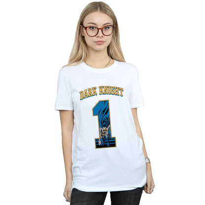 White - Back - DC Comics Womens-Ladies Batman Football Dark Knight Cotton Boyfriend T-Shirt