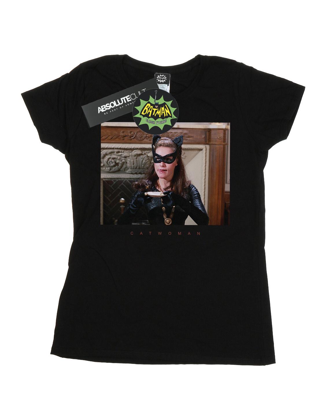 Black - Front - DC Comics Womens-Ladies Batman TV Series Catwoman Photo Cotton T-Shirt