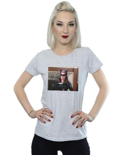 Sports Grey - Back - DC Comics Womens-Ladies Batman TV Series Catwoman Photo Cotton T-Shirt