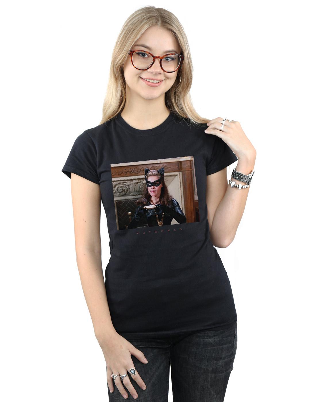 Black - Back - DC Comics Womens-Ladies Batman TV Series Catwoman Photo Cotton T-Shirt