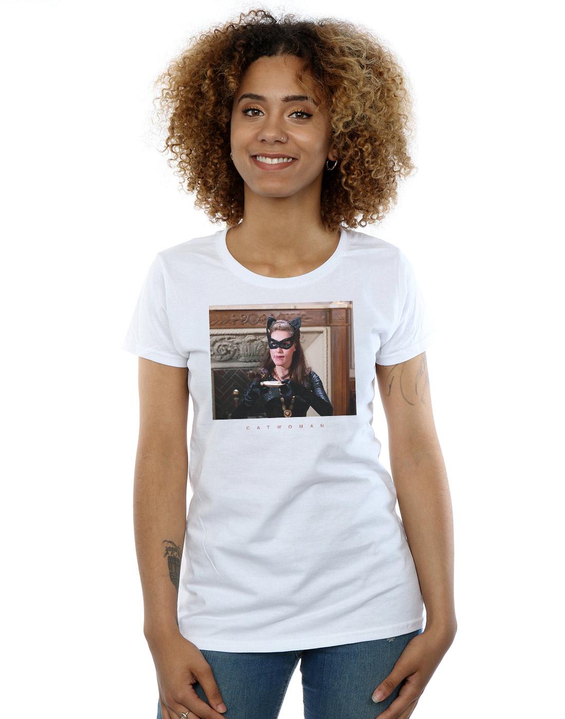 White - Back - DC Comics Womens-Ladies Batman TV Series Catwoman Photo Cotton T-Shirt