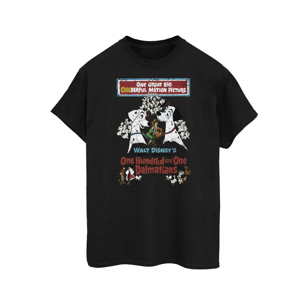 Black - Front - 101 Dalmatians Mens Retro Poster Cotton T-Shirt