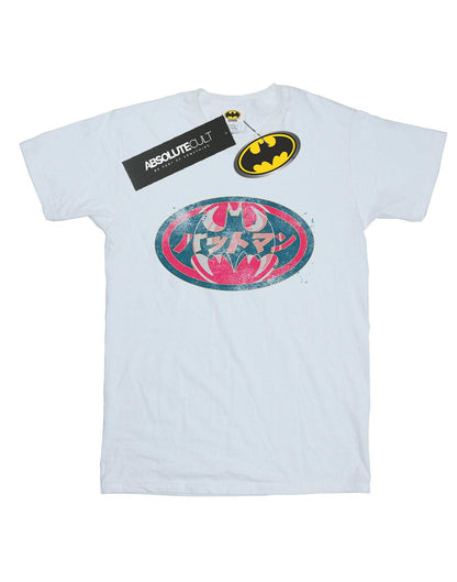 White - Front - DC Comics Womens-Ladies Batman Japanese Logo Red Cotton Boyfriend T-Shirt