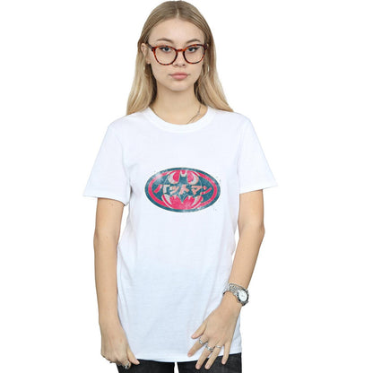 White - Back - DC Comics Womens-Ladies Batman Japanese Logo Red Cotton Boyfriend T-Shirt