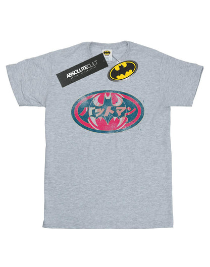 Sports Grey - Front - DC Comics Womens-Ladies Batman Japanese Logo Red Cotton Boyfriend T-Shirt