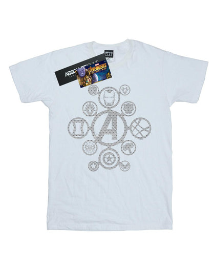 White - Front - Marvel Mens Avengers Infinity War Distressed Metal Icons T-Shirt