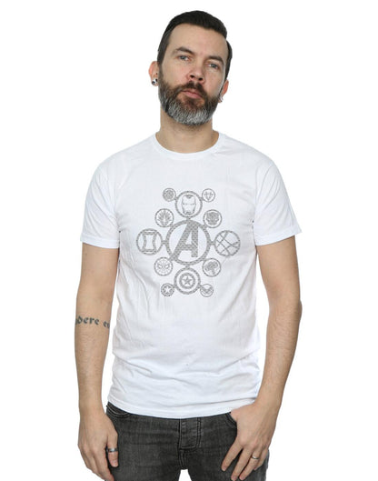White - Back - Marvel Mens Avengers Infinity War Distressed Metal Icons T-Shirt
