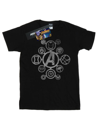 Black - Front - Marvel Mens Avengers Infinity War Distressed Metal Icons T-Shirt