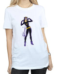 White - Side - DC Comics Womens-Ladies Catwoman Happy Pose Cotton Boyfriend T-Shirt