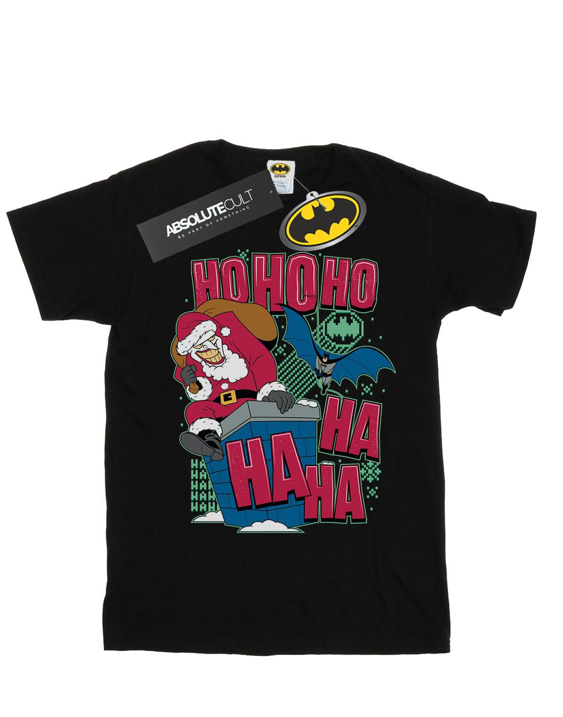 Black - Front - DC Comics Womens-Ladies Batman And Joker Ha Ha Ha Ho Ho Ho Cotton Boyfriend T-Shirt