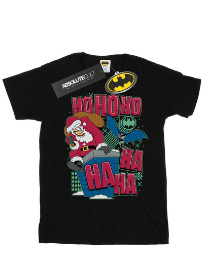 Black - Front - DC Comics Womens-Ladies Batman And Joker Ha Ha Ha Ho Ho Ho Cotton Boyfriend T-Shirt