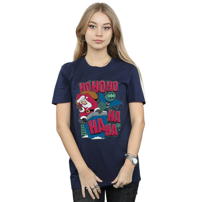 Navy Blue - Back - DC Comics Womens-Ladies Batman And Joker Ha Ha Ha Ho Ho Ho Cotton Boyfriend T-Shirt