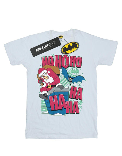 White - Front - DC Comics Womens-Ladies Batman And Joker Ha Ha Ha Ho Ho Ho Cotton Boyfriend T-Shirt