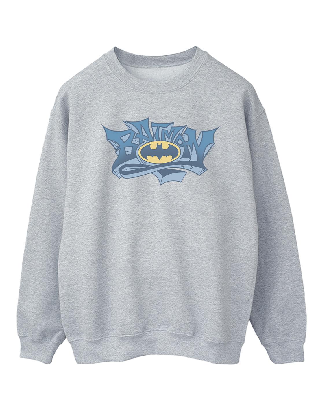 Sports Grey - Front - DC Comics Mens Batman Graffiti Logo Cotton Sweatshirt