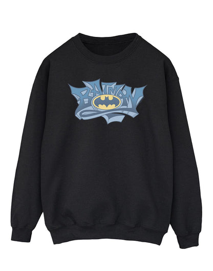 Black - Front - DC Comics Mens Batman Graffiti Logo Cotton Sweatshirt