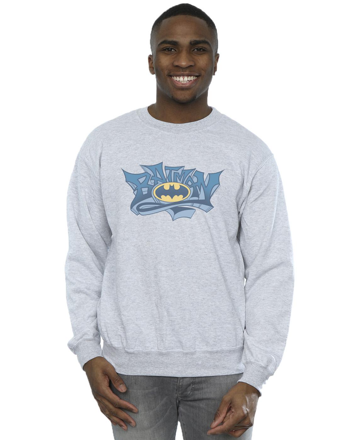 Sports Grey - Back - DC Comics Mens Batman Graffiti Logo Cotton Sweatshirt
